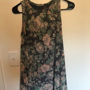 Pink/green flower mini dress